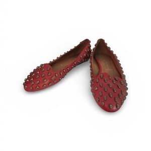 Jeffrey Campbell Red Leather Studded Flats